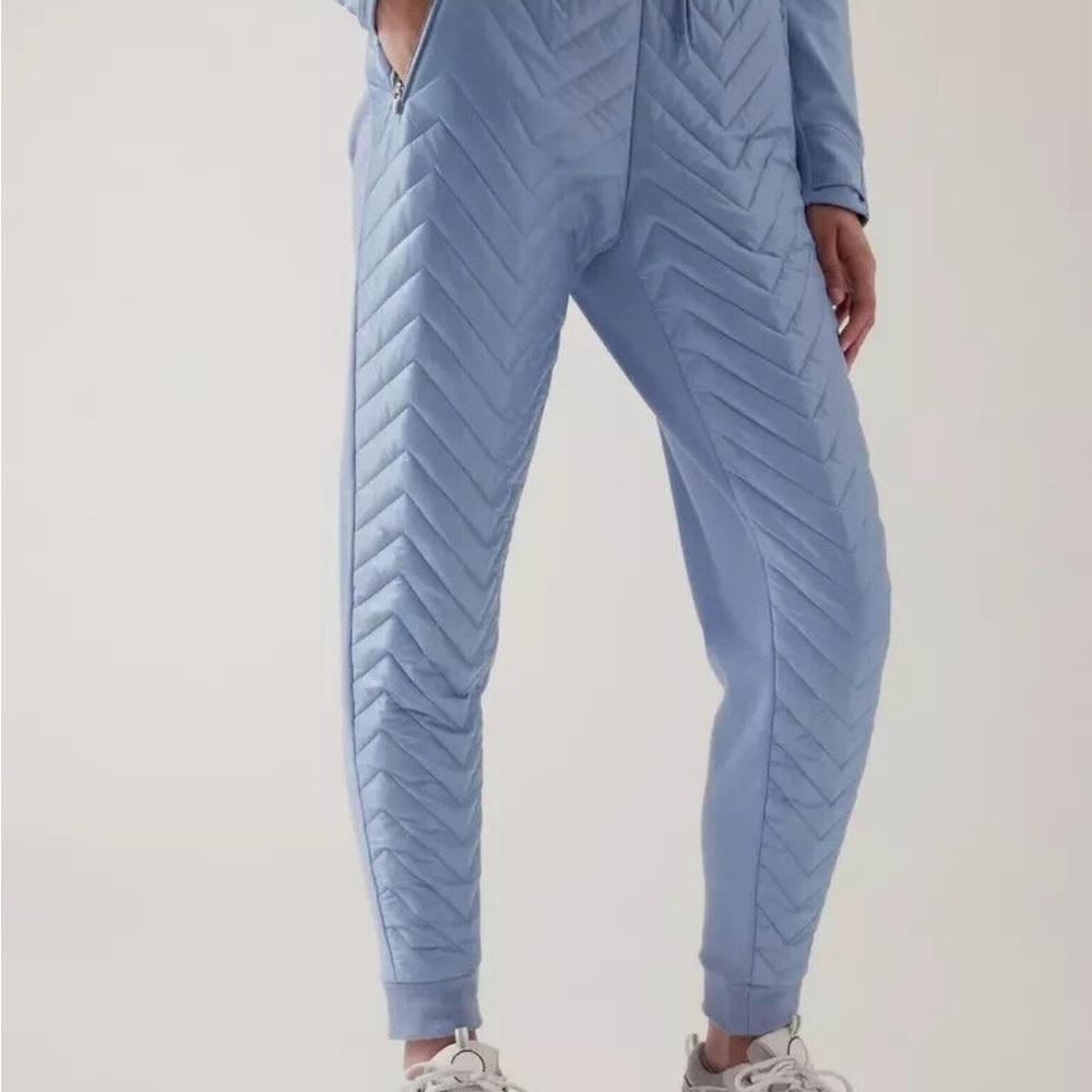 Athleta Apres Ski Water Resistant Light Blue Quilted Women's Joggers